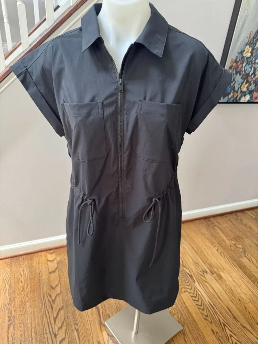 ATHLETA Topspin Cargo Mini Dress Black Small Petite